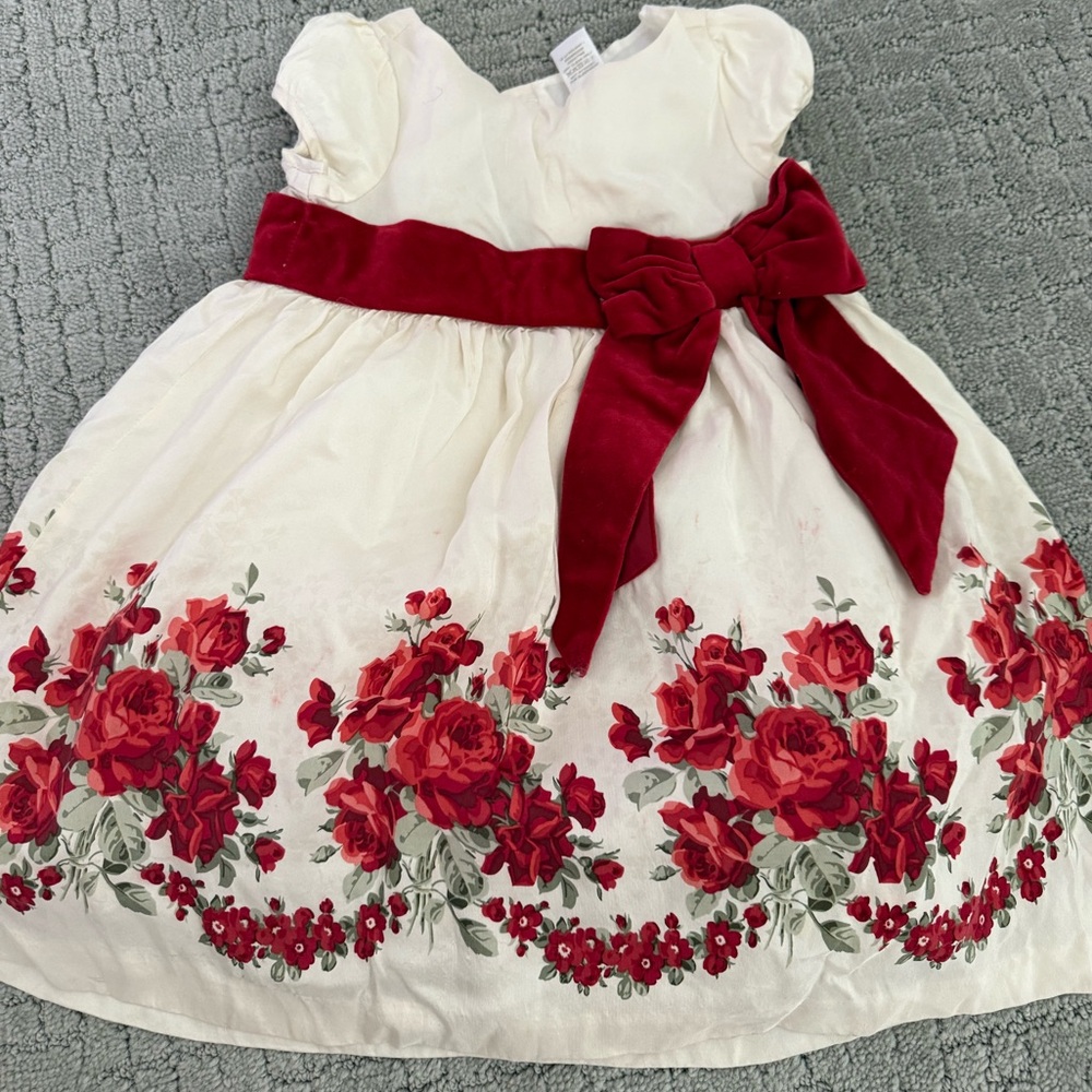 Janie and Jack 100% Silk Red Floral Dress